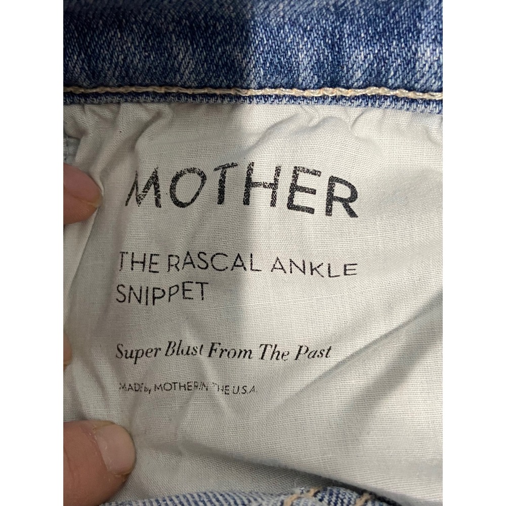 Mother Rascal Ankle Snippet Blast From Past Striaght Mid Distress Light Wash 23 - Picture 8 of 10